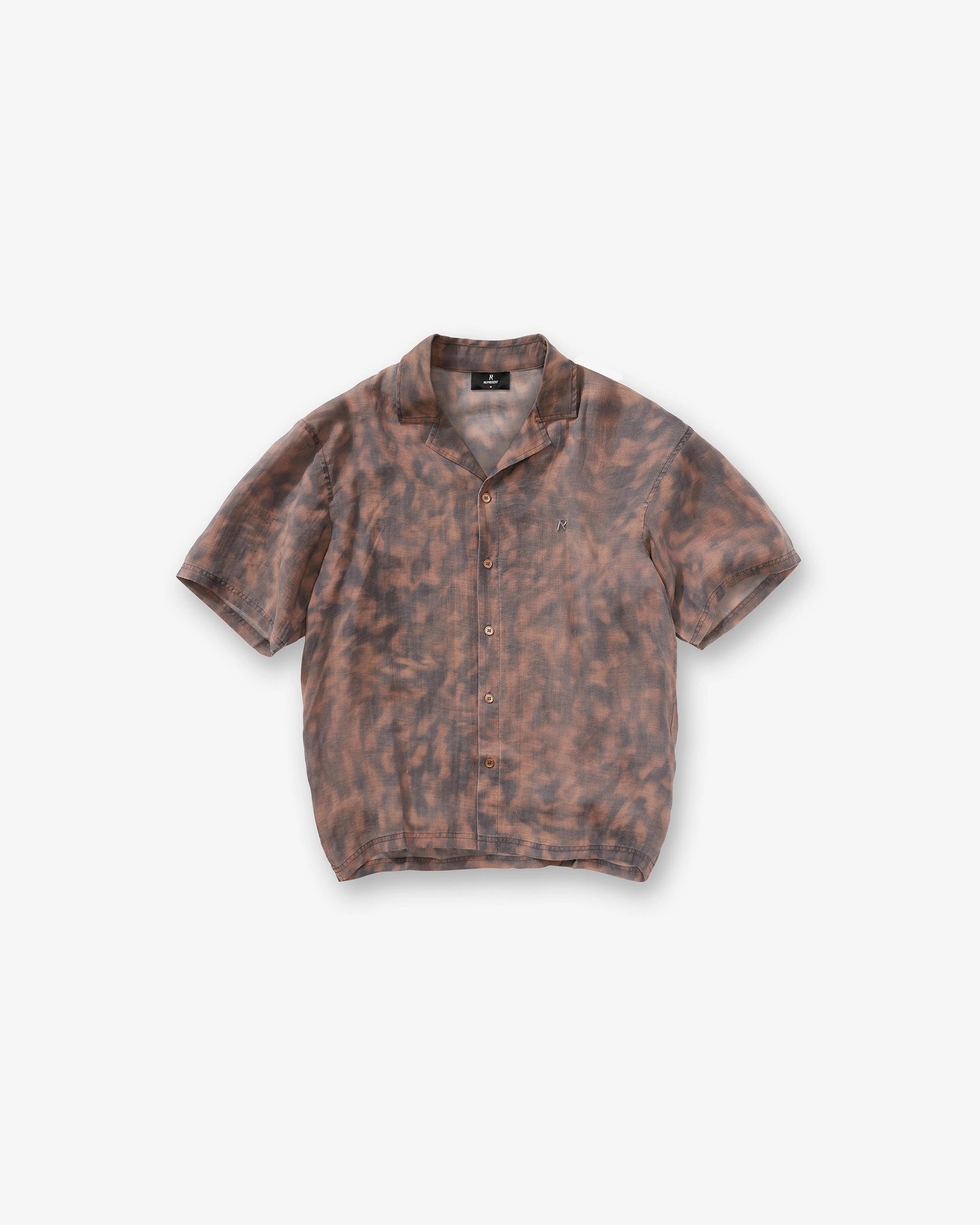 crew neck Anti Pilling Treatment Tortoise Print Shirt - Brown