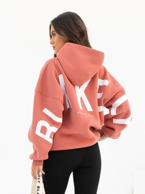 Isabel Oversized Hoodie - Burnt Coral Stretch Waist Cozy Stretch