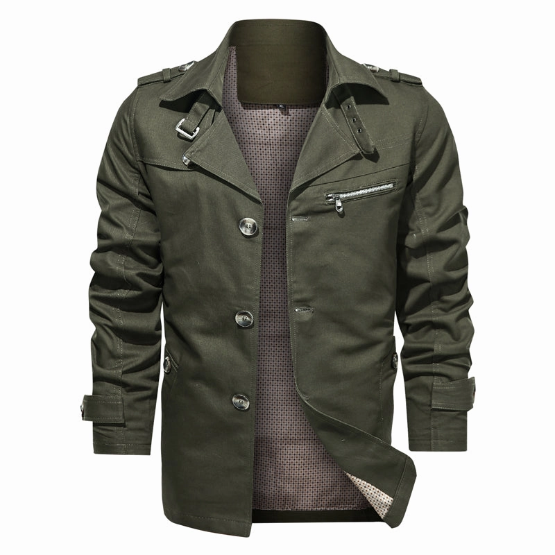 West Louis? Lapel Fashion Single Breasted Trench Coat DualLayer Weave