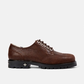 Lennon Brown Cracked Derby - Men's Leather Quality
