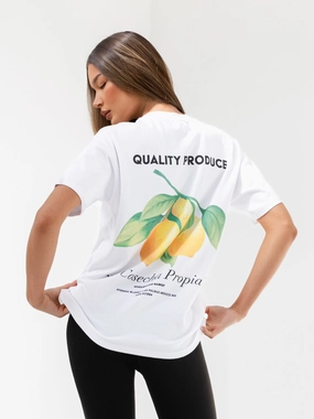 Relaxing Fit Lia Lemon Oversized T-Shirt - White