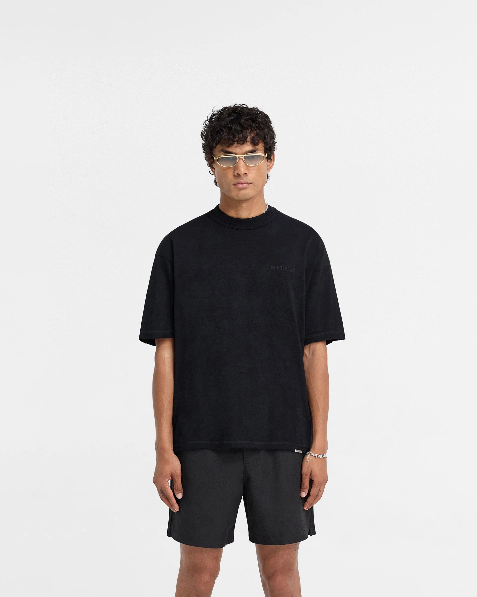 Slub T-Shirt - Jet Black Non Toxic Materials Foam Print Detail