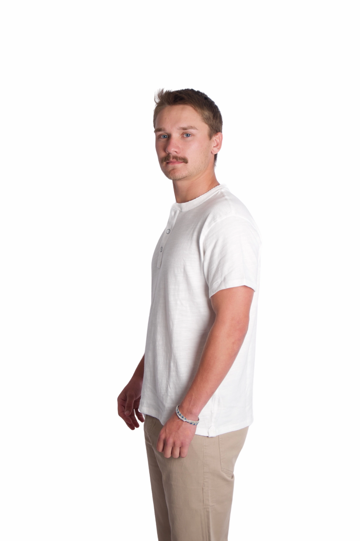 Earthy Palette Active Fit Classic Flame Henley Short Sleeve in White