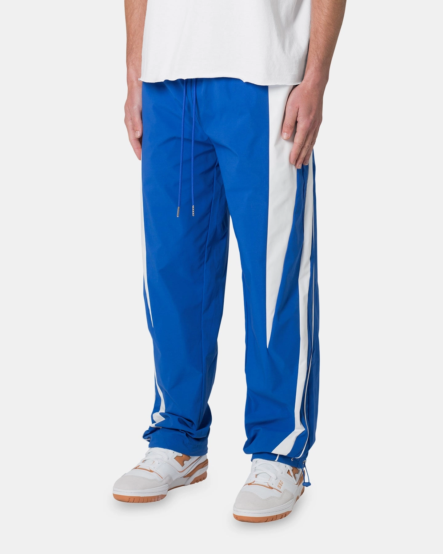 MNML Striped Track Pants Blue/White Durable Seam Construction BreathableFabric