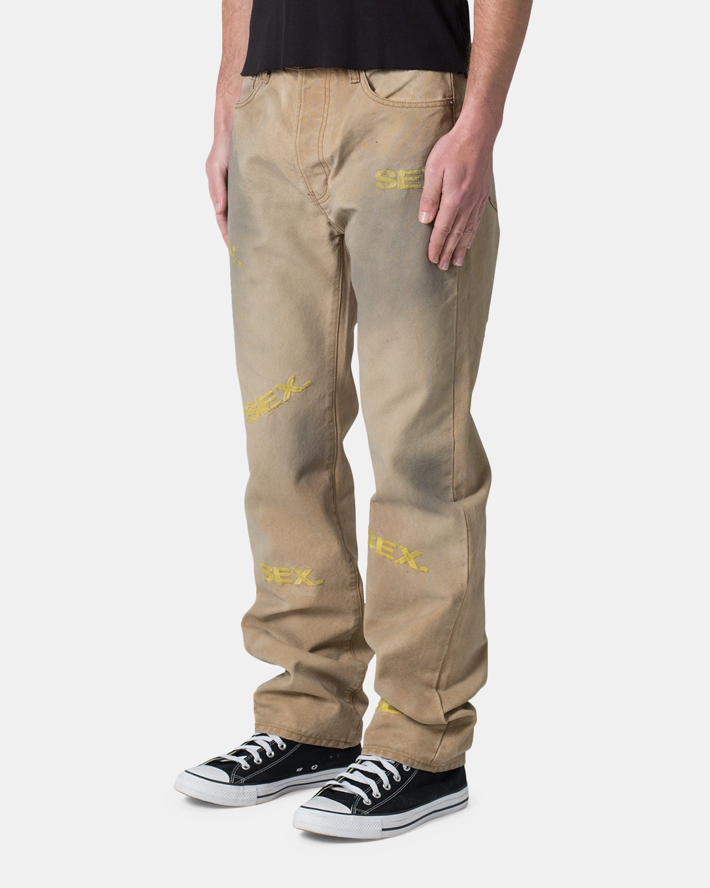 MNML V591 Baggy Sex Denim Jeans Khaki Structured fabric