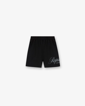 Chill Vibes Stretch performance Represent Owners Club Script Mesh Shorts - Black