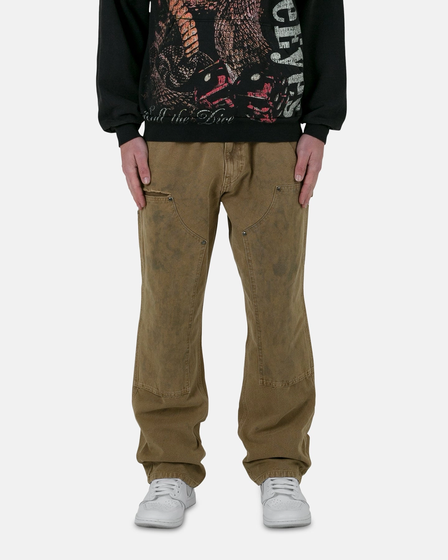 Adjustable drawstring MNML Vintage Double Knee Pants Khaki