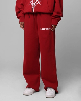Sleek Look Lightweight Weave Loiter Blood Born Track Pants Burgandy