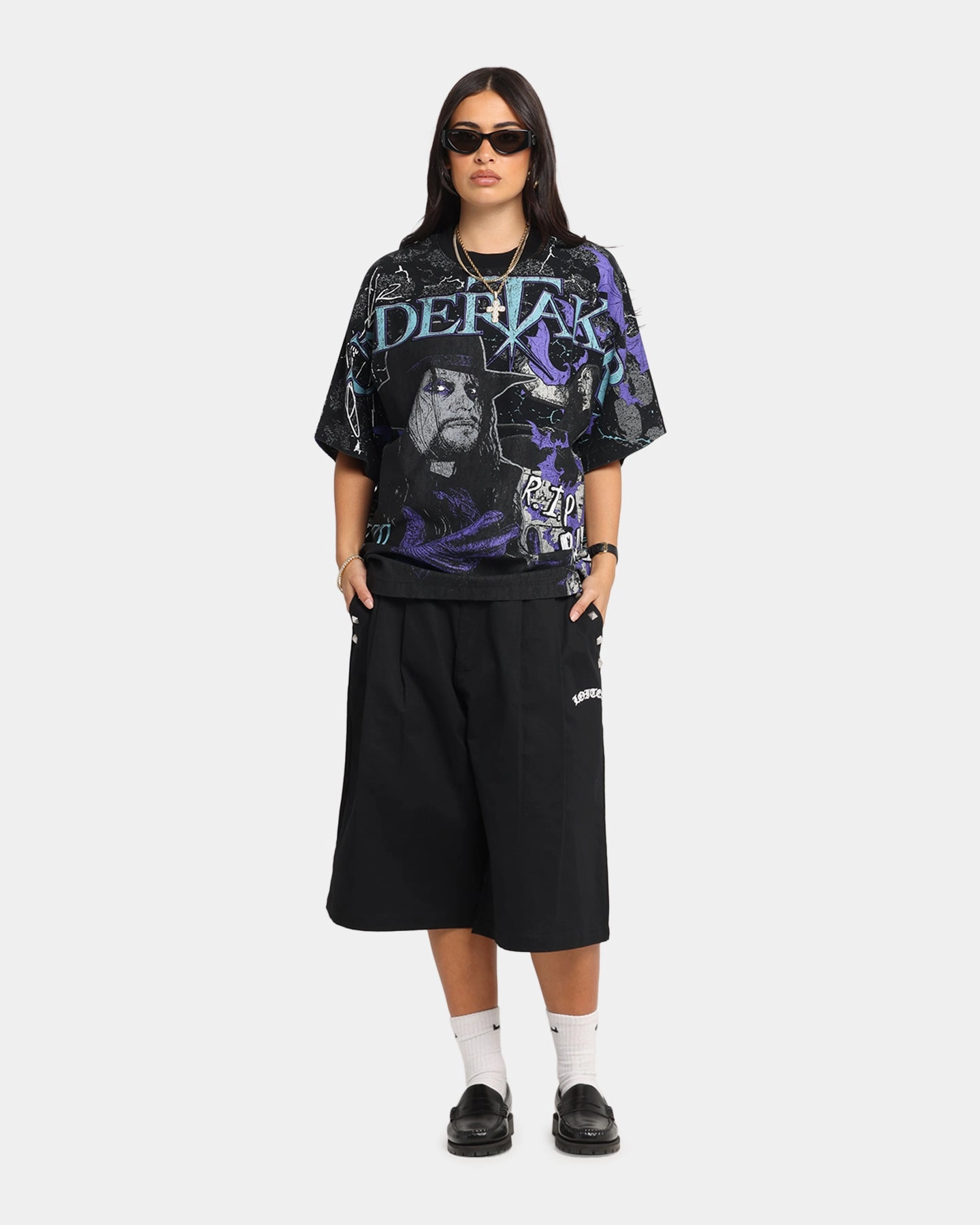 FlexibleElasticatedEdging Culture Kings X WWE Undertaker All Over Print T-Shirt Black