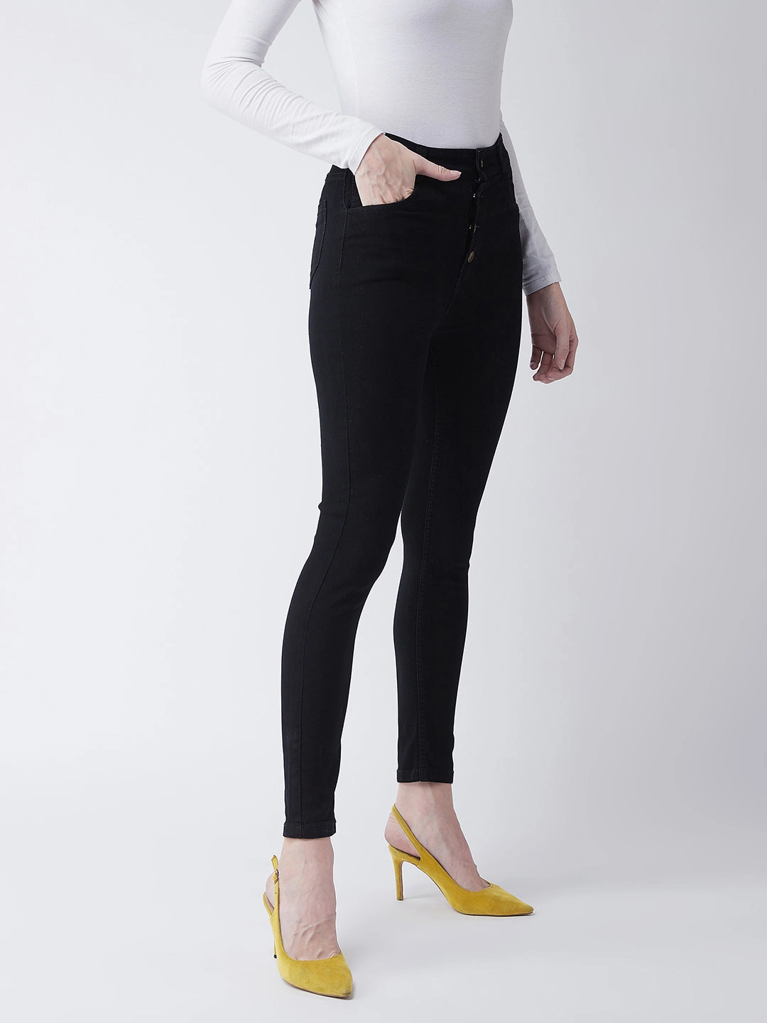 Travel Outfit Casual Stretch 24/7 Comfort Black Skinny-Fit High-Rise Stretchable Denim Jeans