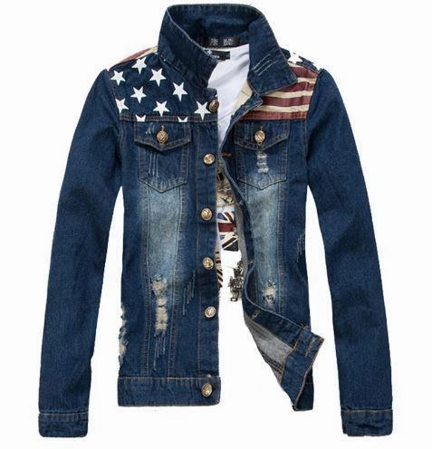 Flexible Hood Design West Louis? National Flag Denim Jacket