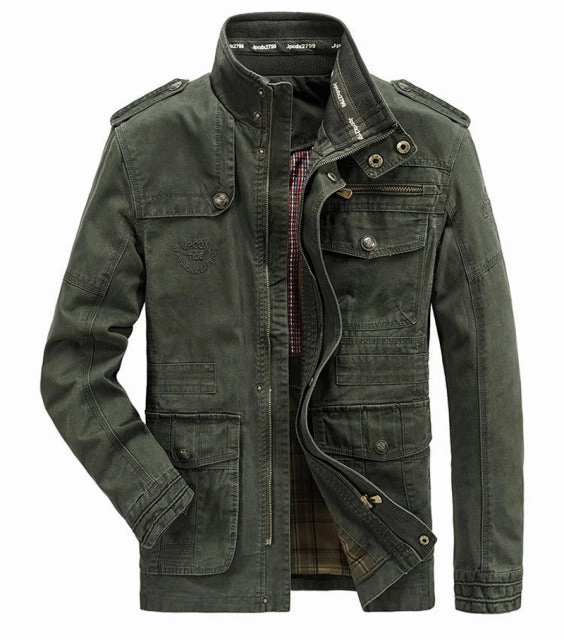 Eco Friendly Dye Noise Free Fabric West Louis? Autumn Cotton Cargo Military Jacket