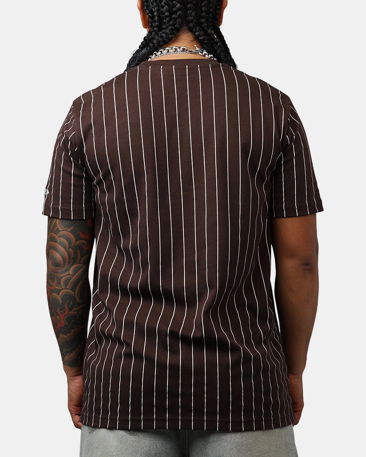 New Era San Diego Padres Throwback Pinstripe T-Shirt Brown ConvertibleCollarSystem