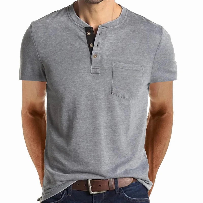 Performance Wear West Louis? Summer Men's Short Sleeved Henley T-shirts