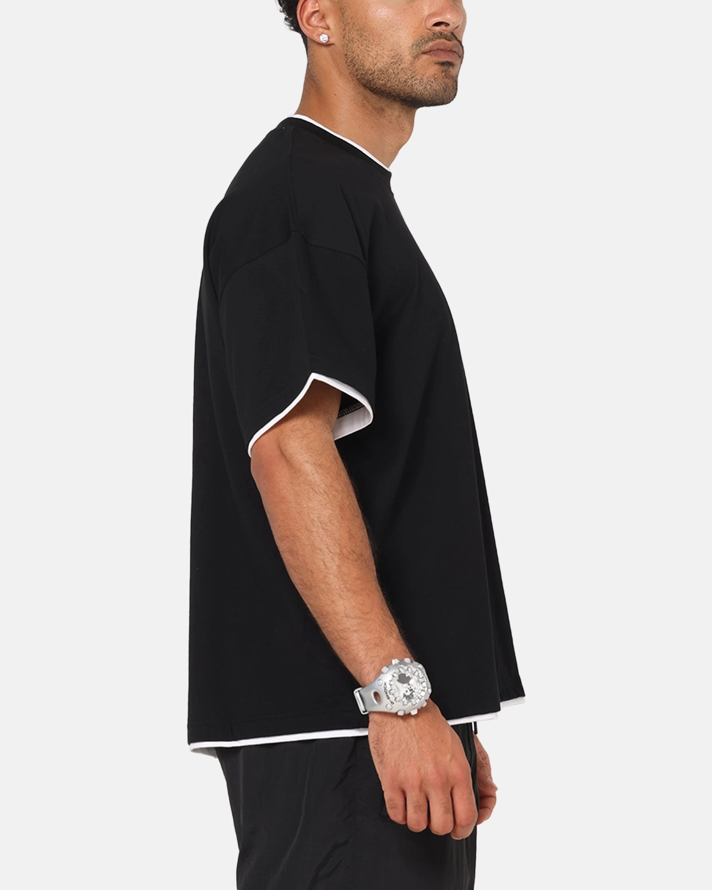 UltraLightweight Carre Motion Layered T-Shirt Black/White