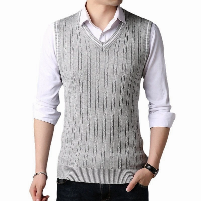 West Louis? Casual Knitted V-Neck Elegant Sweater Vest Breathable Honeycomb Weave Seasonal Comfort