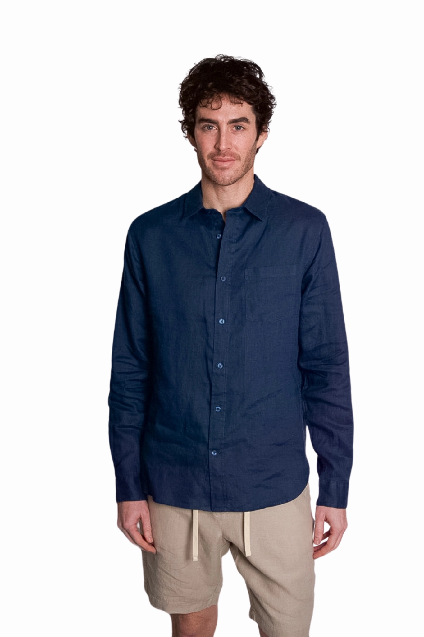Linen Long Sleeve in Deep Indigo Inner Layer