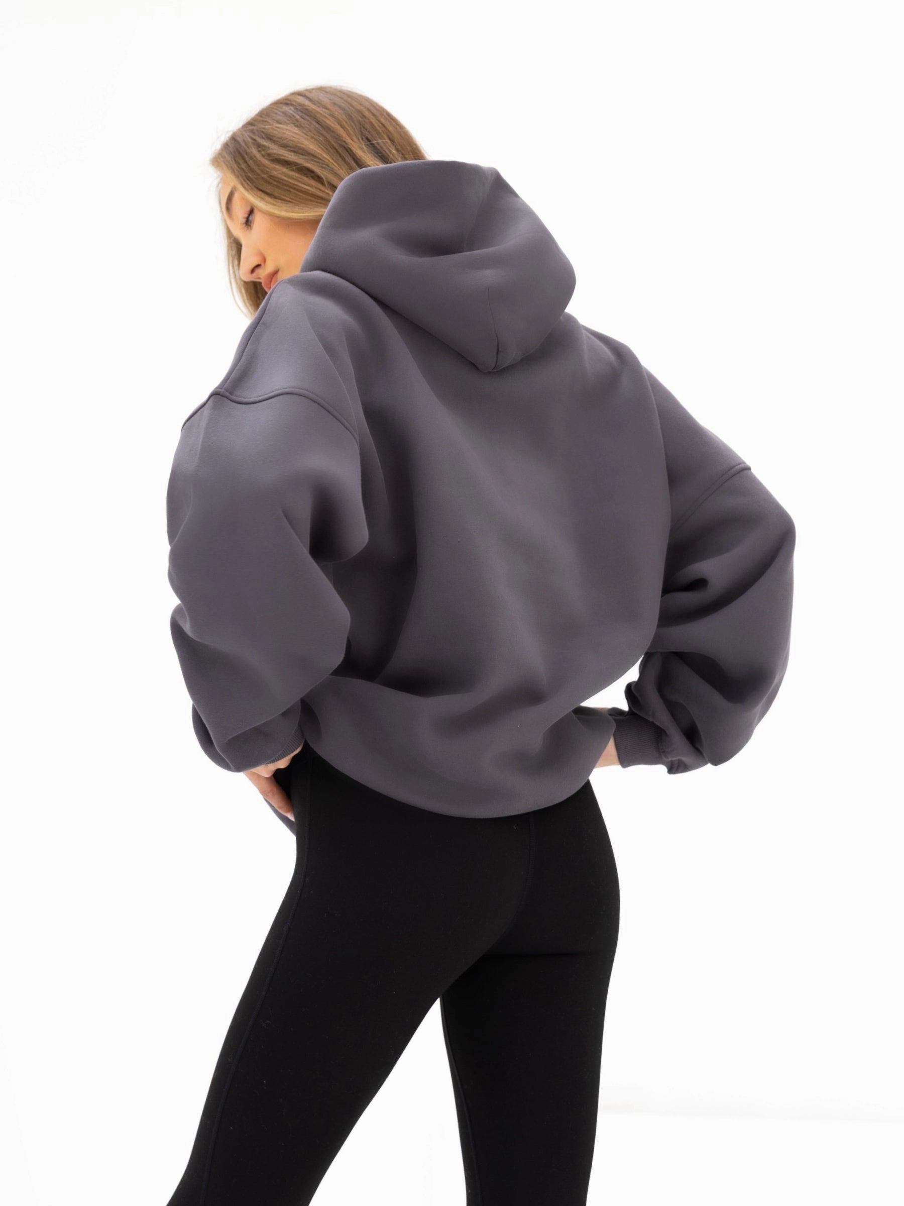 Logo Oversized Hoodie - Charcoal Quick Comfort Wear Long Sleeves