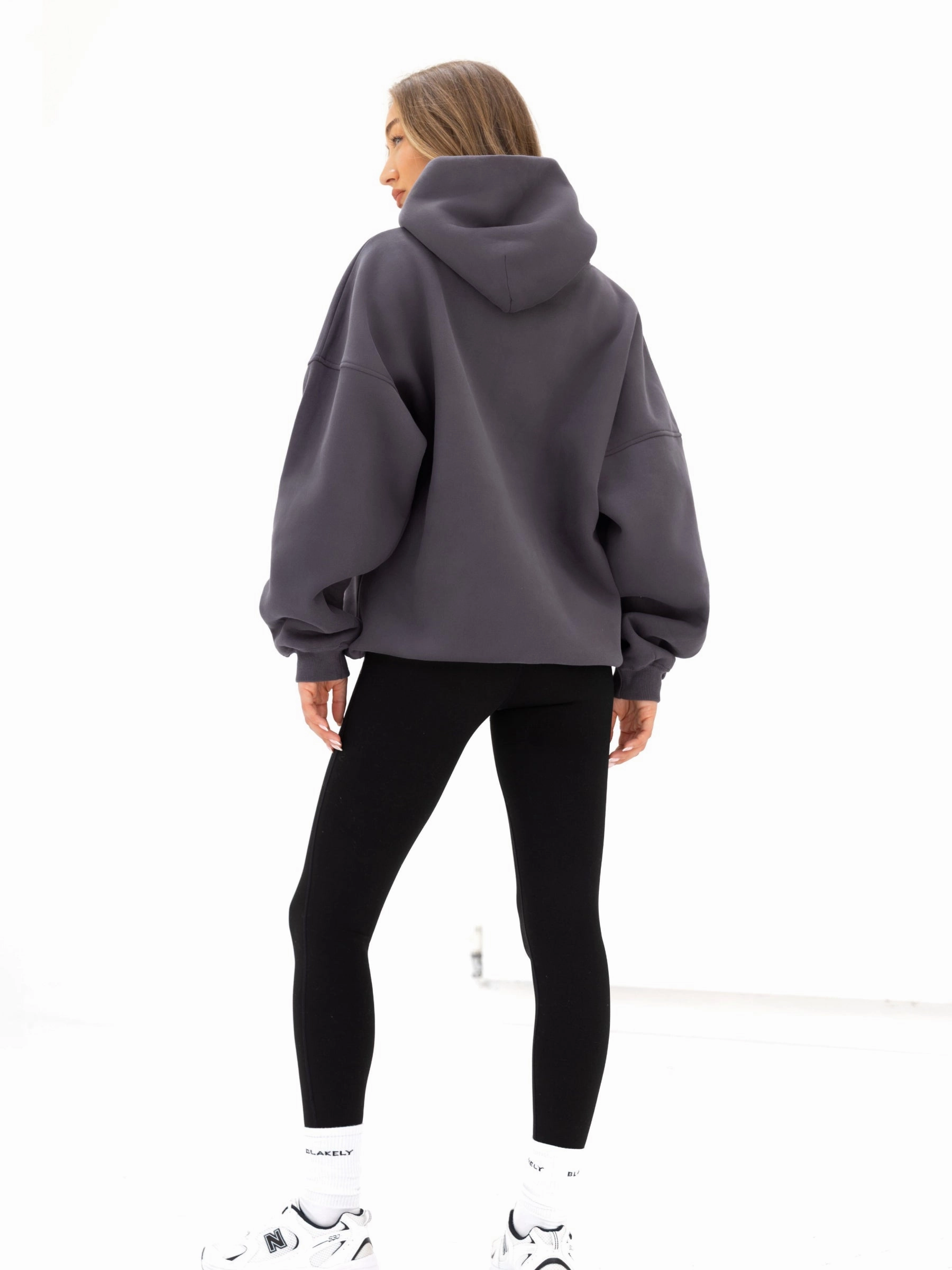 Performance Look Anti Static Lining Logo Oversized Hoodie - Charcoal