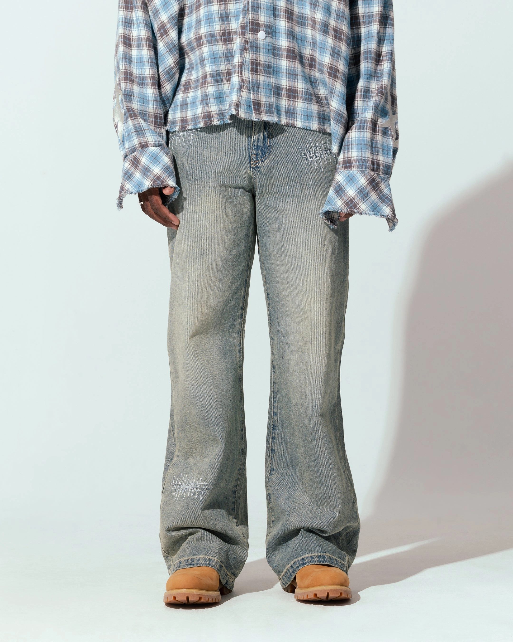 Relaxed Comfort Wear Polyester fabric Loiter 444 Bootcut Jeans Washed Blue