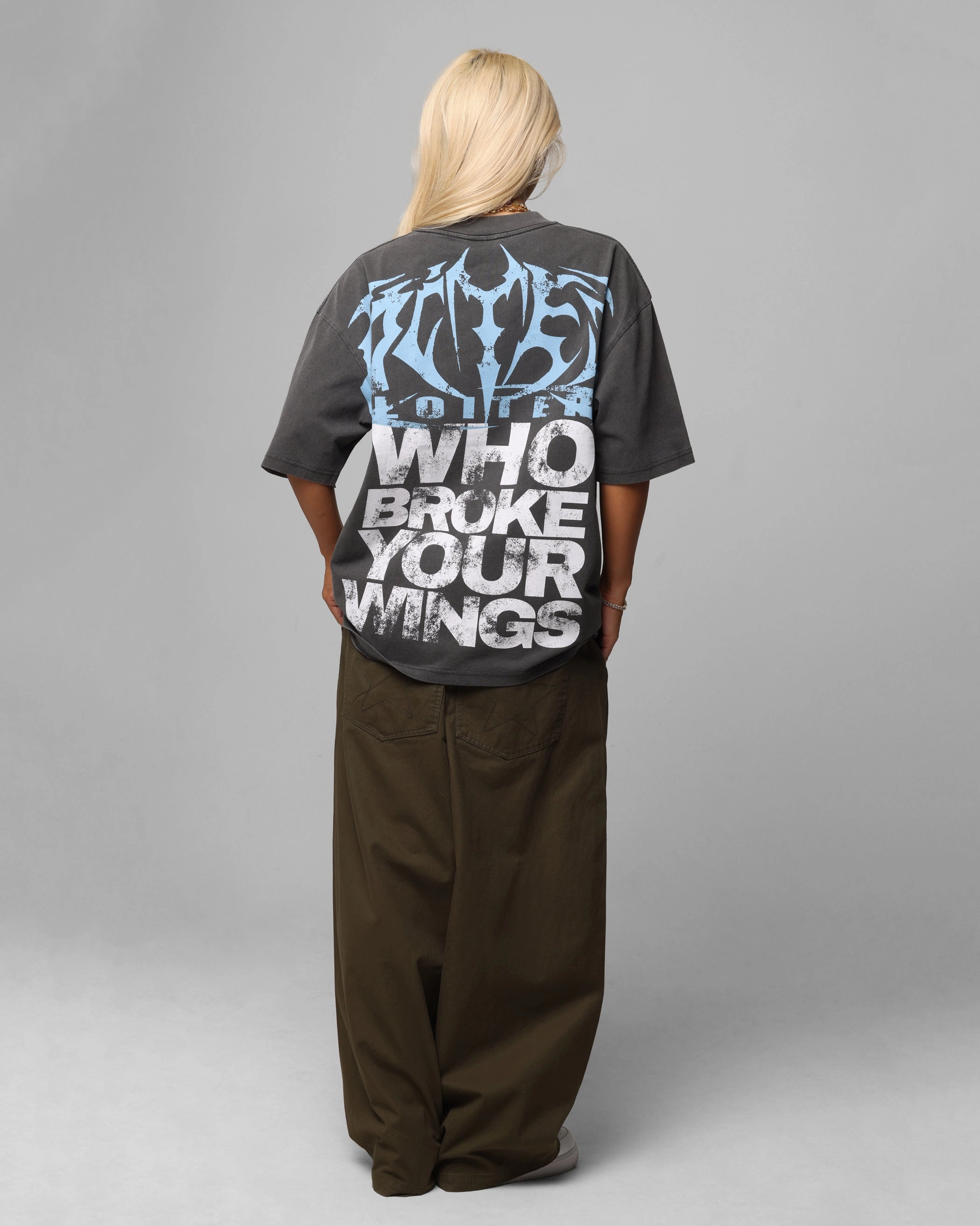 Retro design Loiter Angel Number Vintage T-Shirt Charcoal