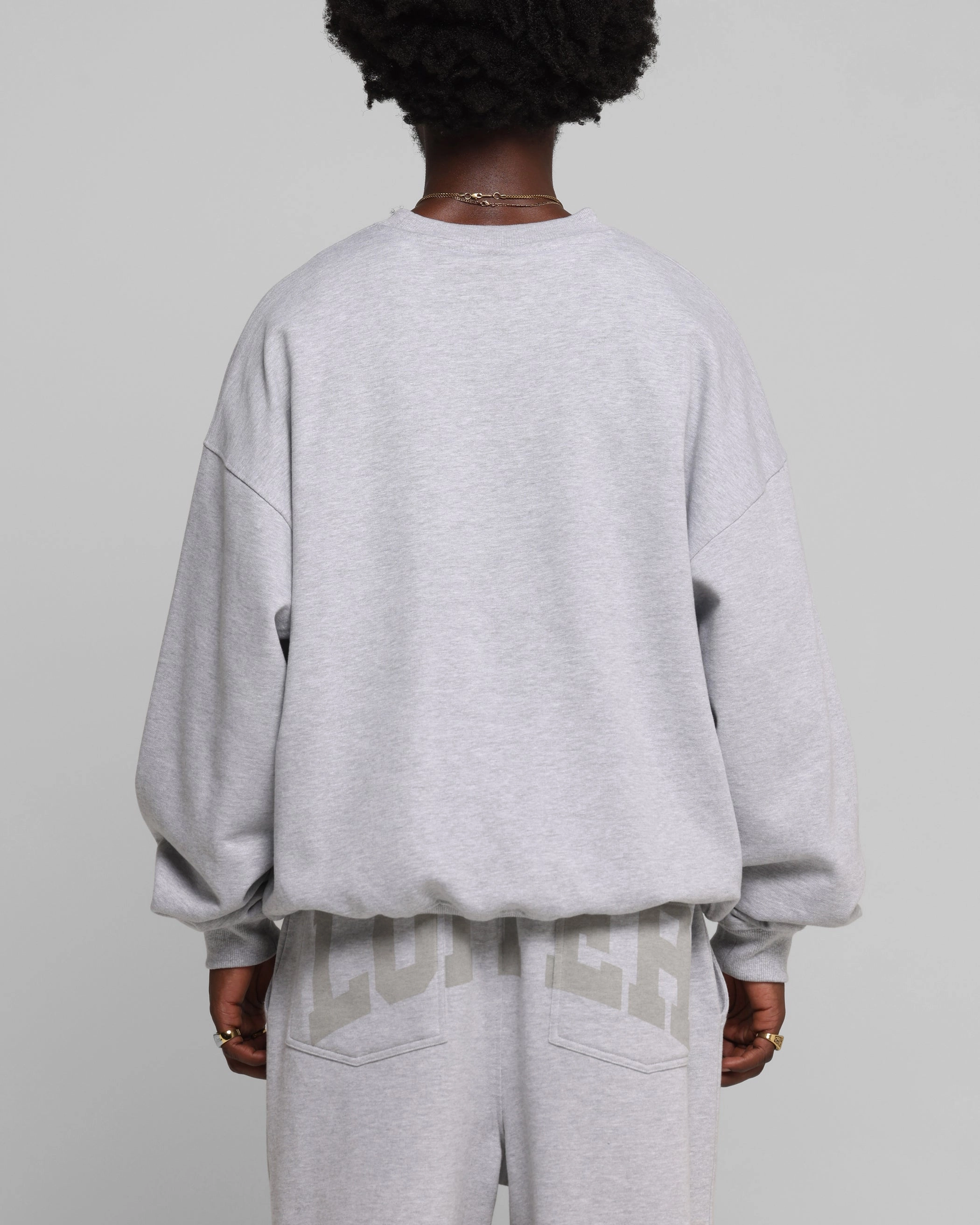 TemperatureRegulating Lightweight Knit Loiter Arch Premium Crewneck Grey