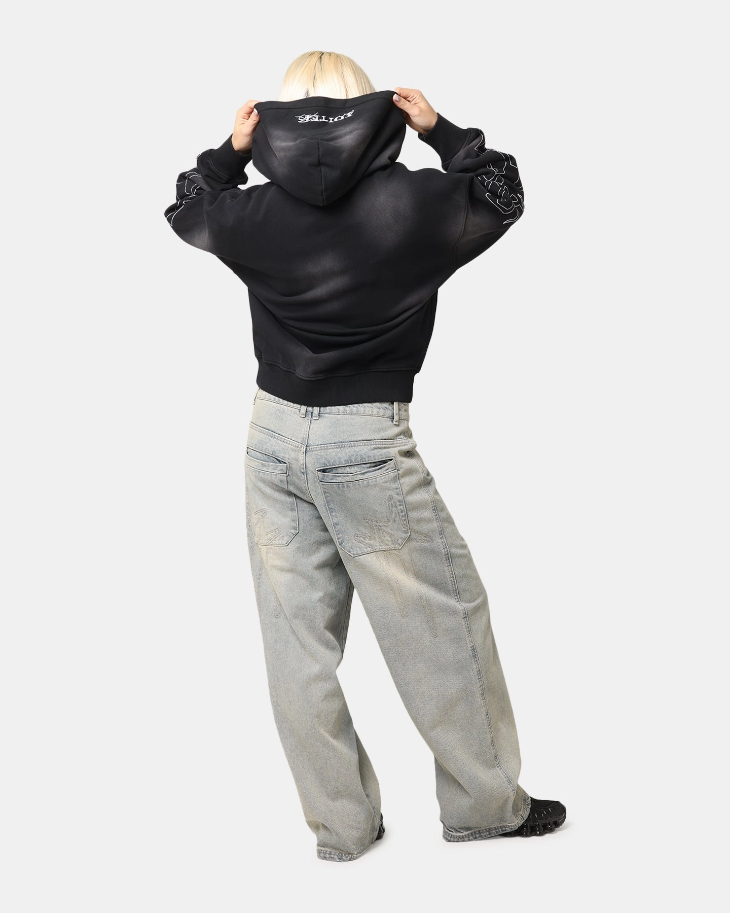 Fashionable Tank Loiter Atmosphere Full Zip Hoodie Vintage Black