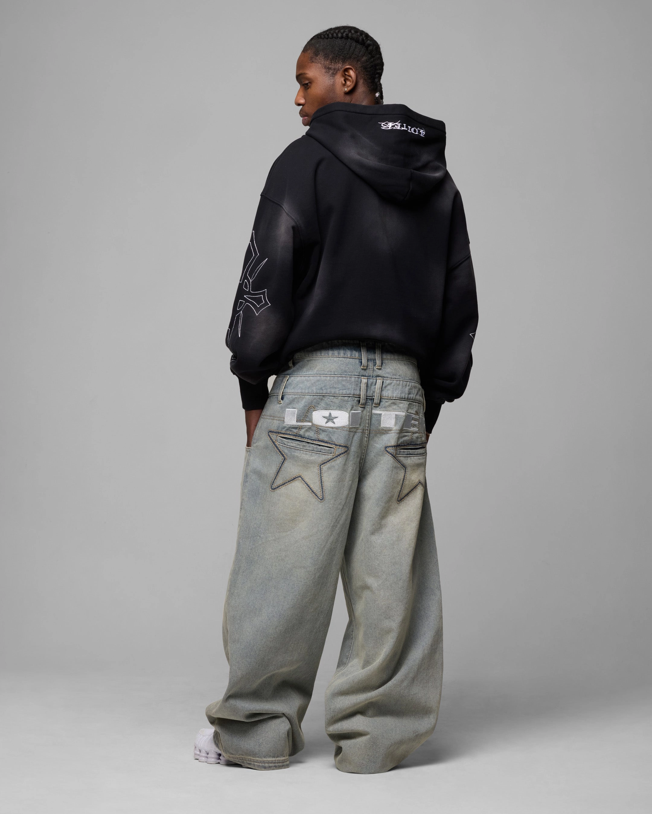 Loiter Atmosphere Full Zip Hoodie Vintage Black BreathableMeshPanel