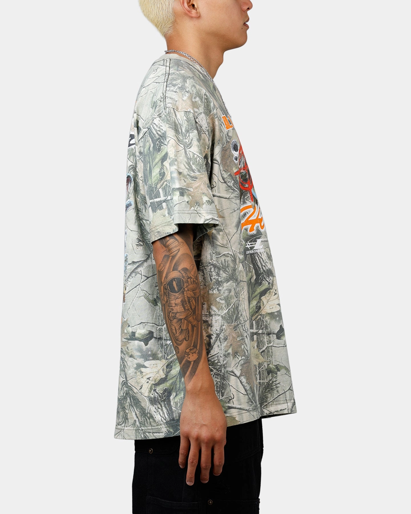 ZeroWaste Pattern EthicallySourcedMaterial Loiter Big Game Camo T-Shirt Real Tree Camo
