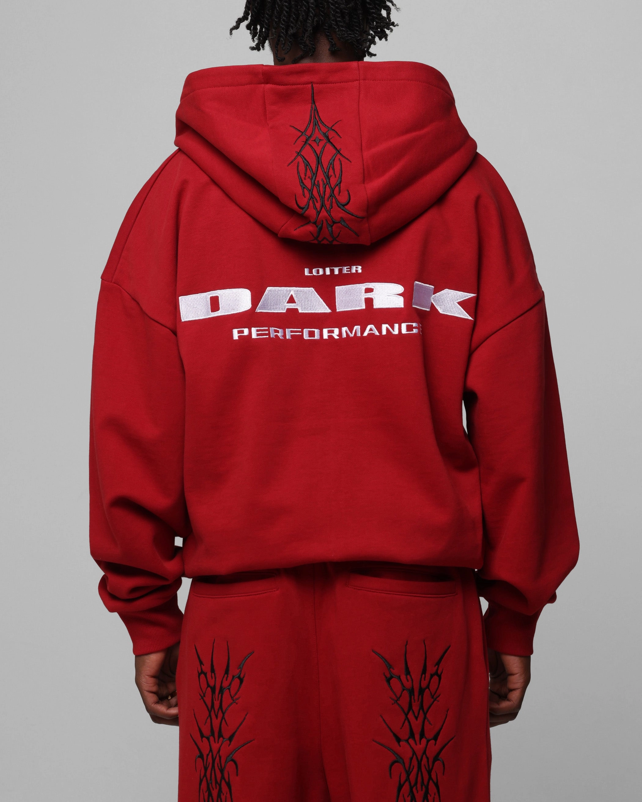 DoubleNeedle Stitching Antibacterial Loiter Blood Born Zip Hoodie Burgandy