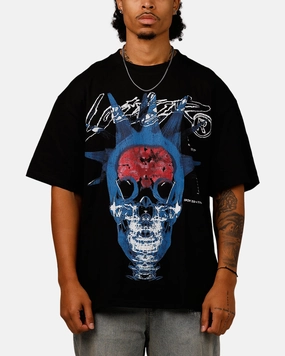Loiter Brain Rot Vintage T-Shirt Black Relaxed Crew Neck Opening