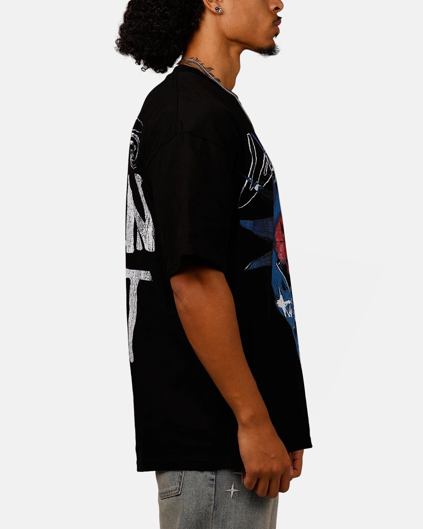 WideNeckOpening Loiter Brain Rot Vintage T-Shirt Black