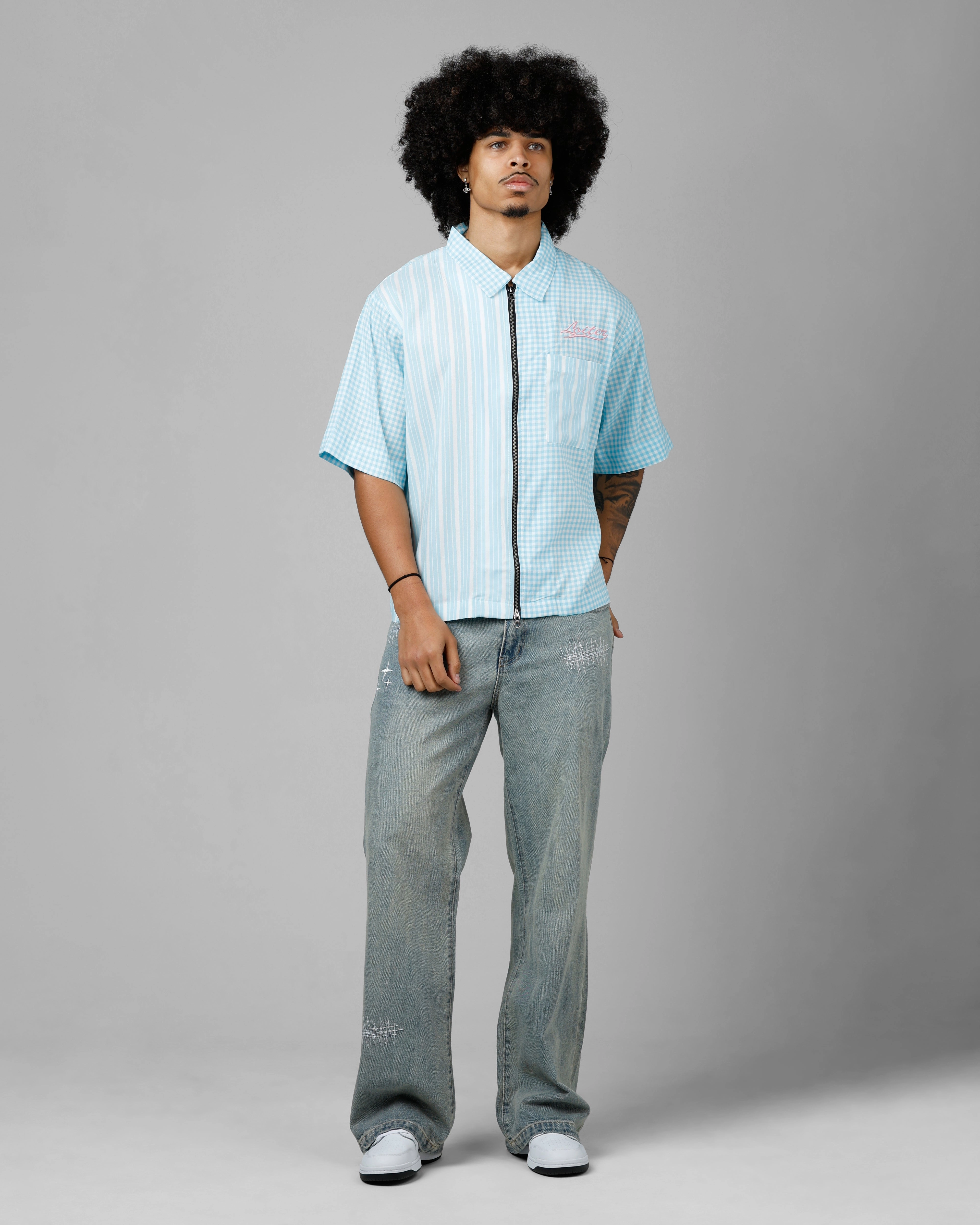 Compression Gradient Loiter Calabasas Shirt Blue Stripe
