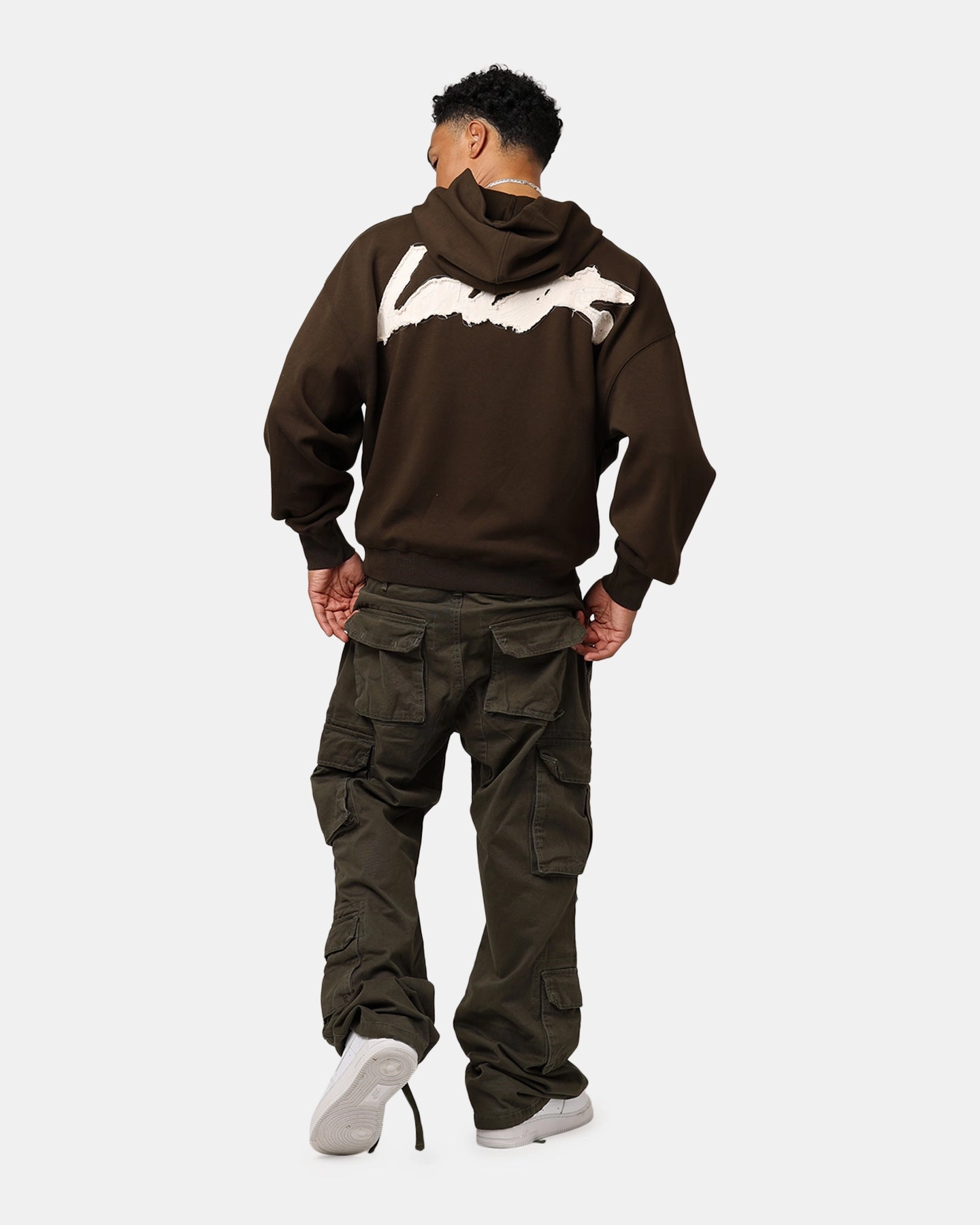 Reinforced Hem Stitching Loiter Chroma Premium Hoodie Dark Chocolate