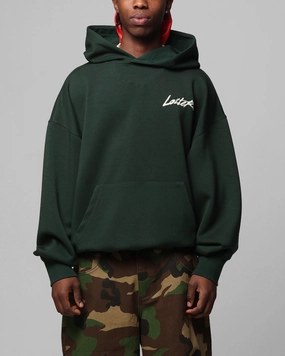 Textured Weave Pattern Loiter Chroma Premium Hoodie Dark Green