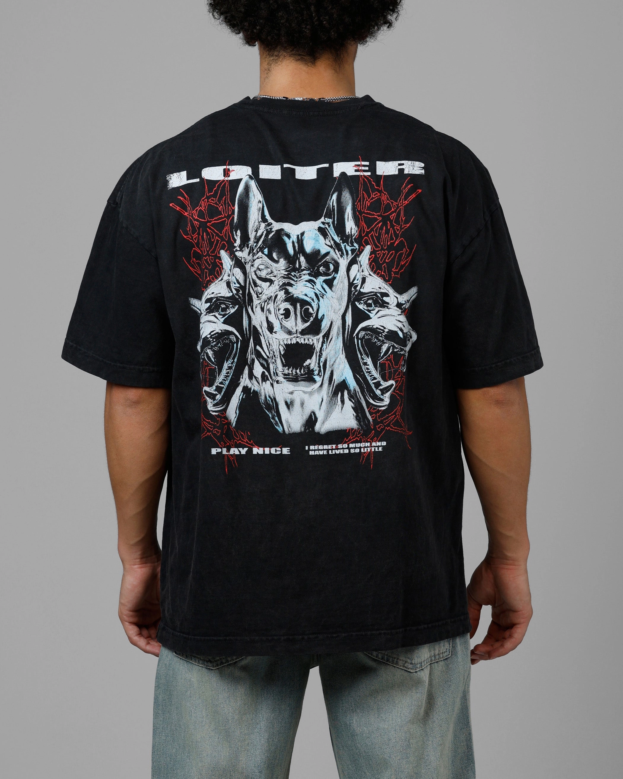 Loiter Chrome Dogs Vintage T-Shirt Black Wash ArticulatedElbowShaping