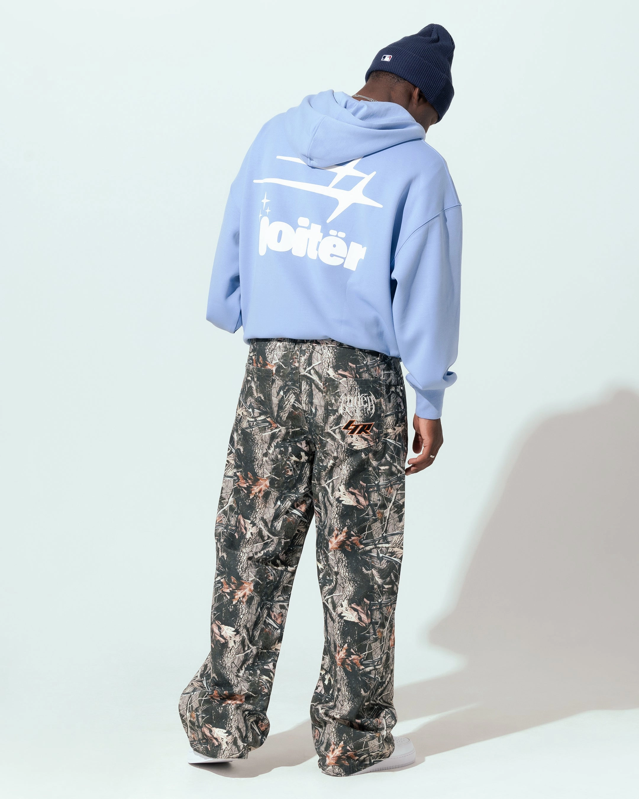 MeshLining Ribbed Hem Finish Loiter Cloud 9 Zip Hoodie Blue