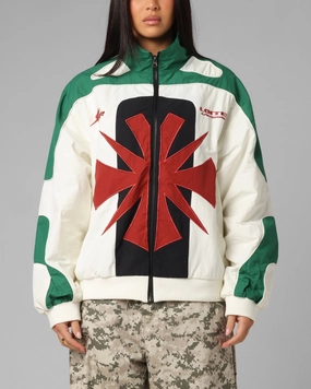 Loiter Club Classic Track Jacket White/Green AntiPilling Finish