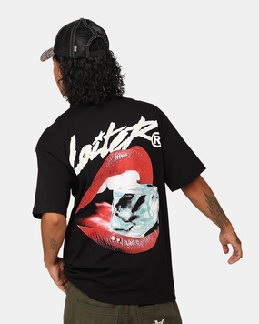 Fade Resistant Dye Quick Release Fasteners Loiter Cold Lips T-Shirt Black