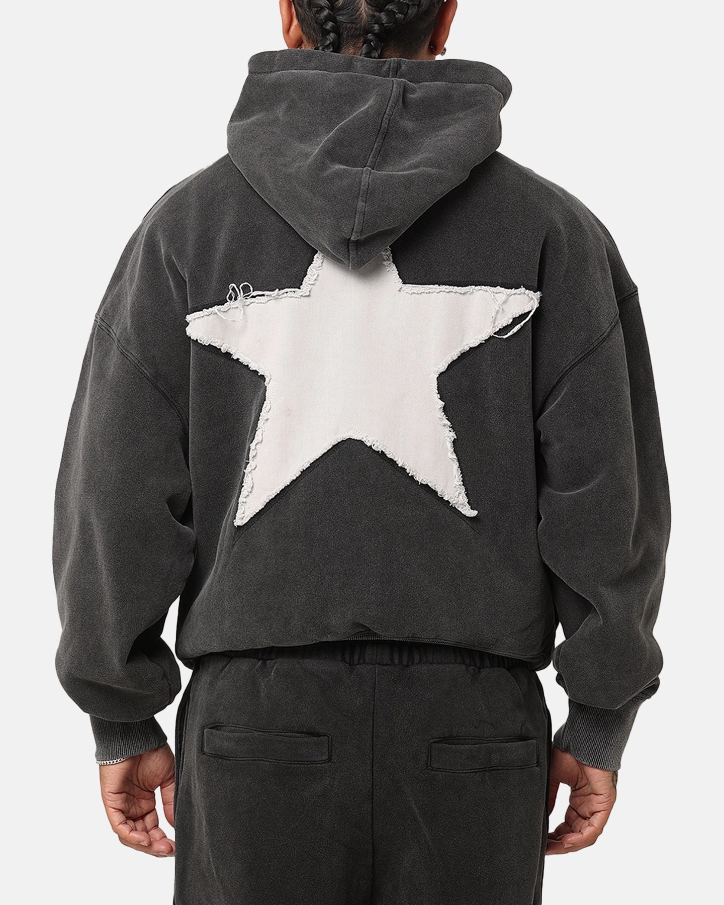 Warm Fabric Loiter College Dropout Hoodie Washed Black