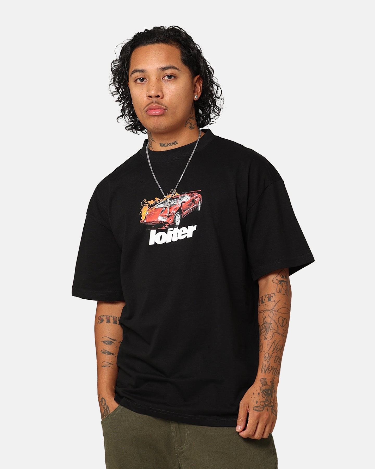 Loiter Collision T-Shirt Black Flexible Waistband Adaptation
