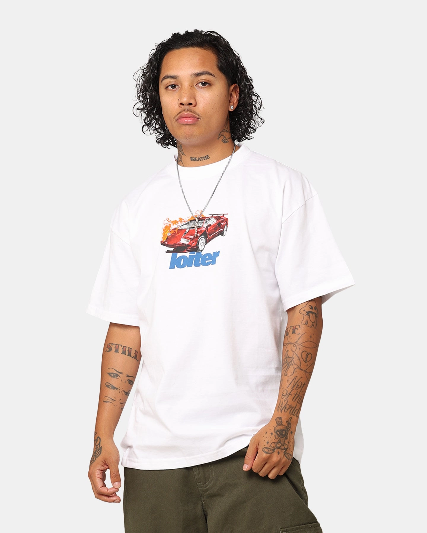 Convertible Design Loiter Collision T-Shirt White