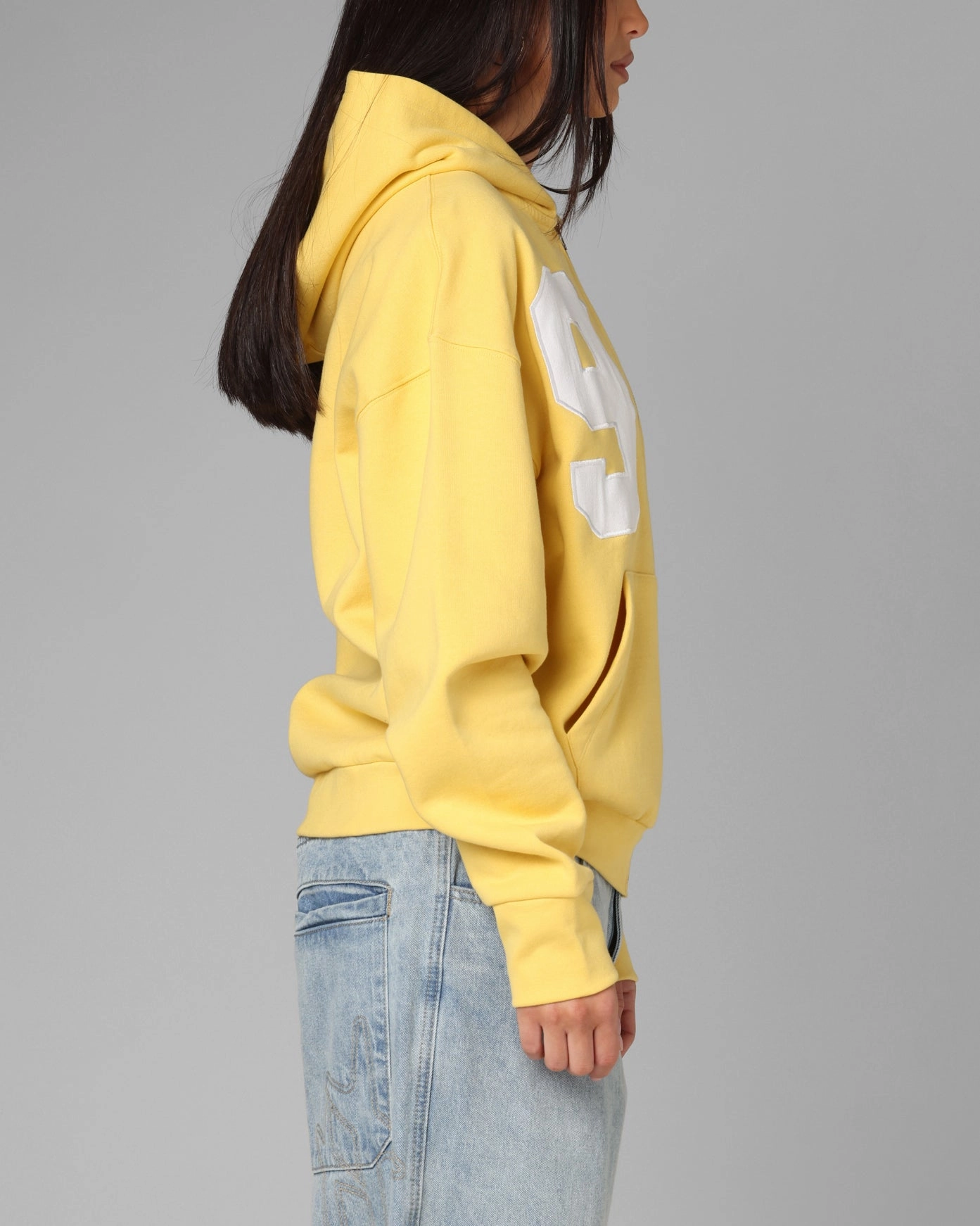 Yarn Dyed Pattern Cloth Loiter Cosmos Zip Hoodie Yellow