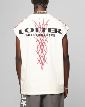 Loiter Cyber Muscle T-Shirt Off White Durable Reinforced Hem Everyday Look