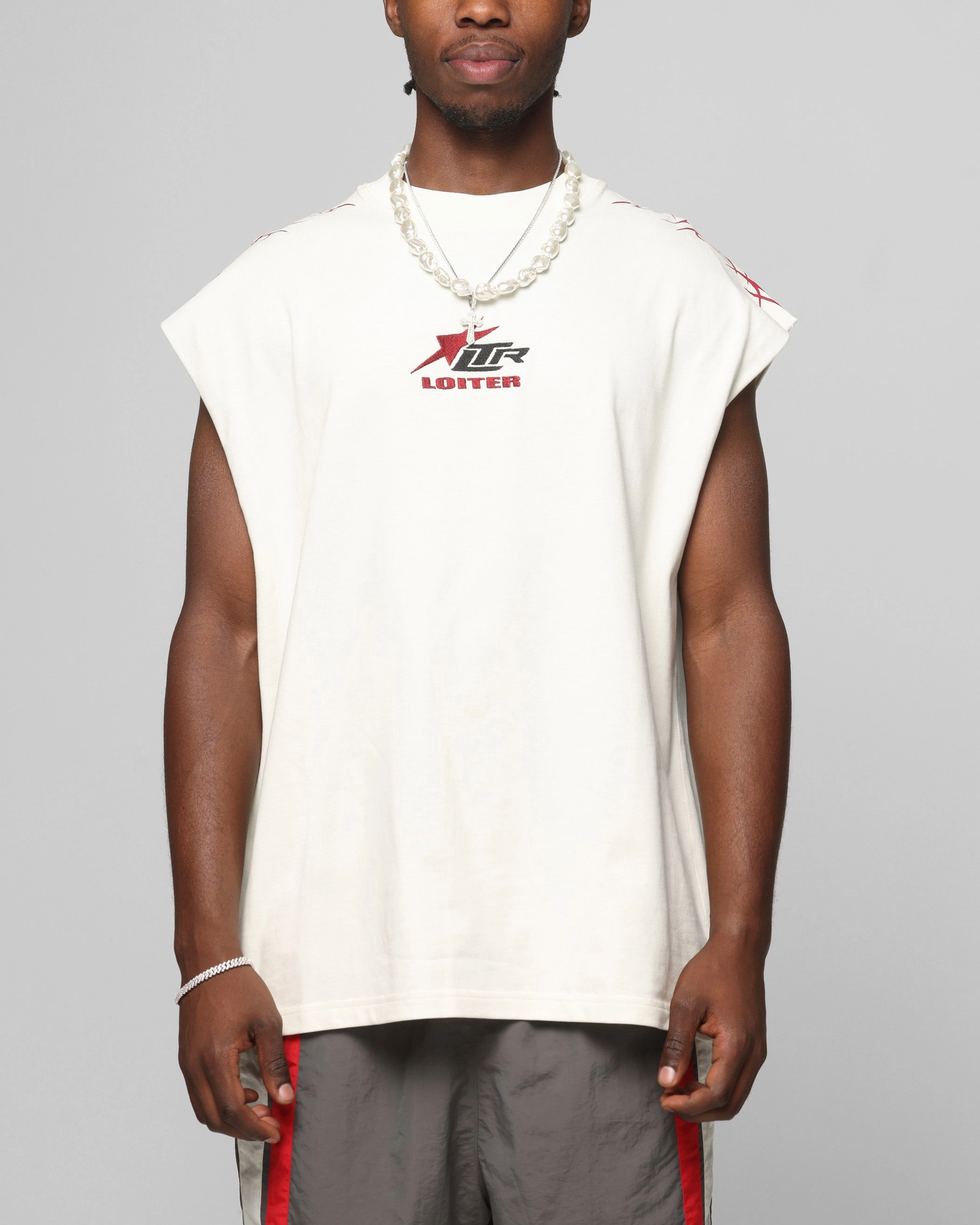 Versatile Base Layer Tactile Soft Texture Loiter Cyber Muscle T-Shirt Off White