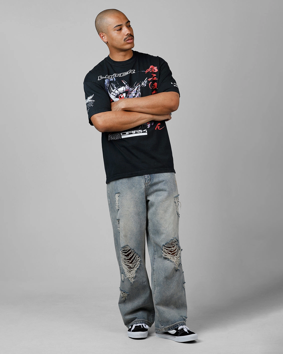 Loiter Cybernetics Heavyweight T-Shirt Black Acidwash SnagFreeKnit AirflowOptimized Design