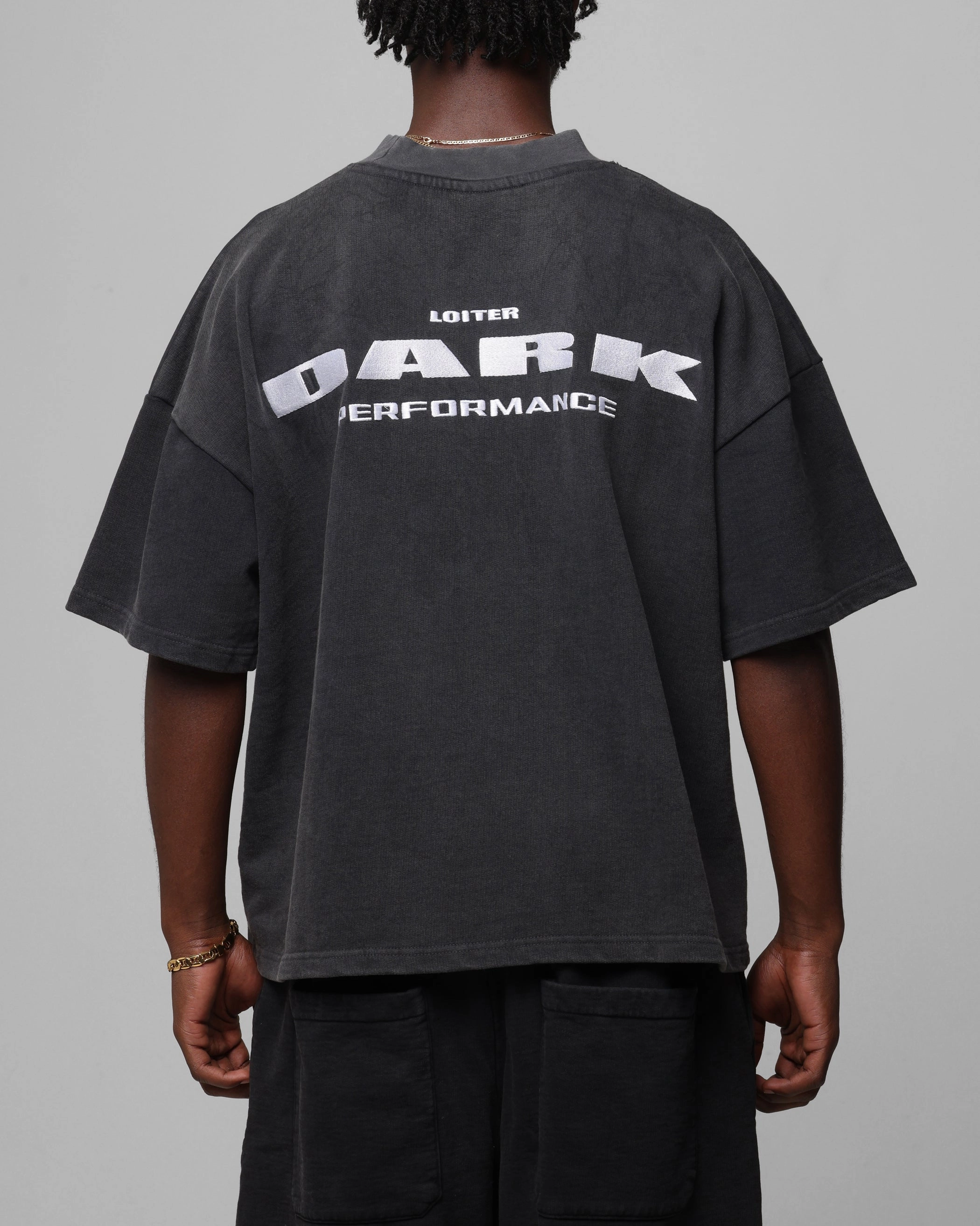 Loiter Dark Performance T-Shirt Charcoal Foldable Cuff Design