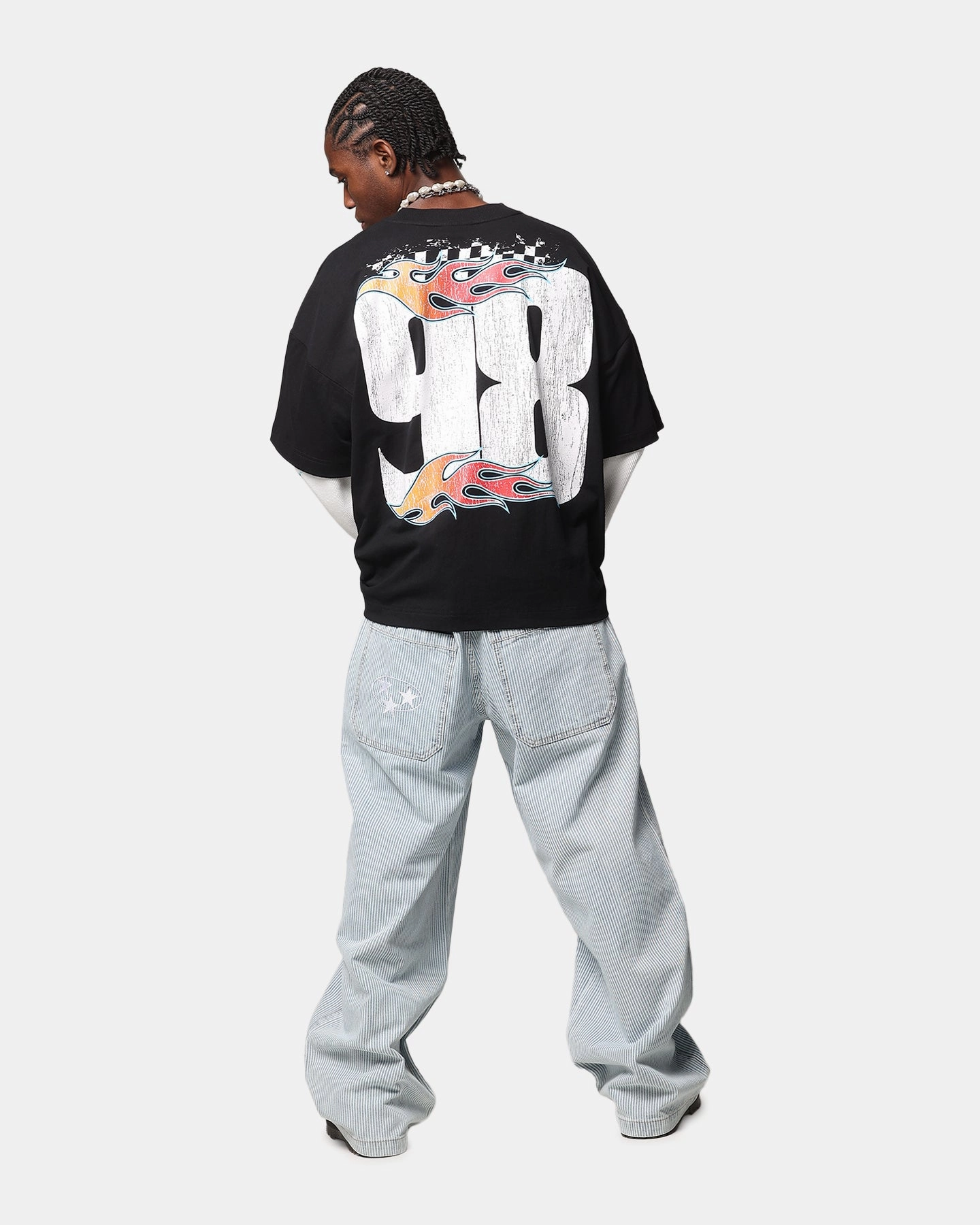 Adjustable Shoulder Straps Loiter Daytona Layered Long Sleeve T-Shirt Black/White