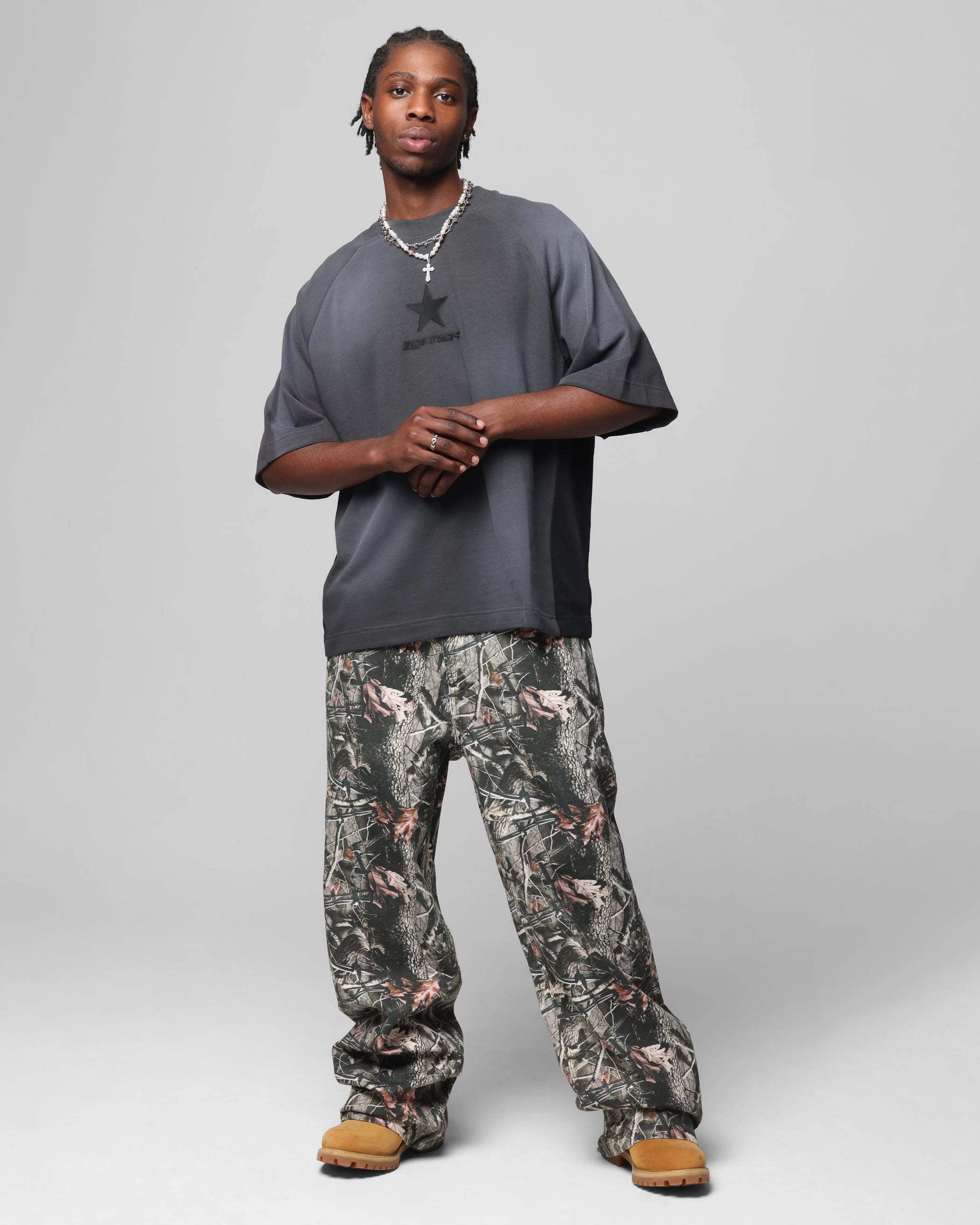 Ventilated Panels Loiter Daytona Panel T-Shirt Washed Black