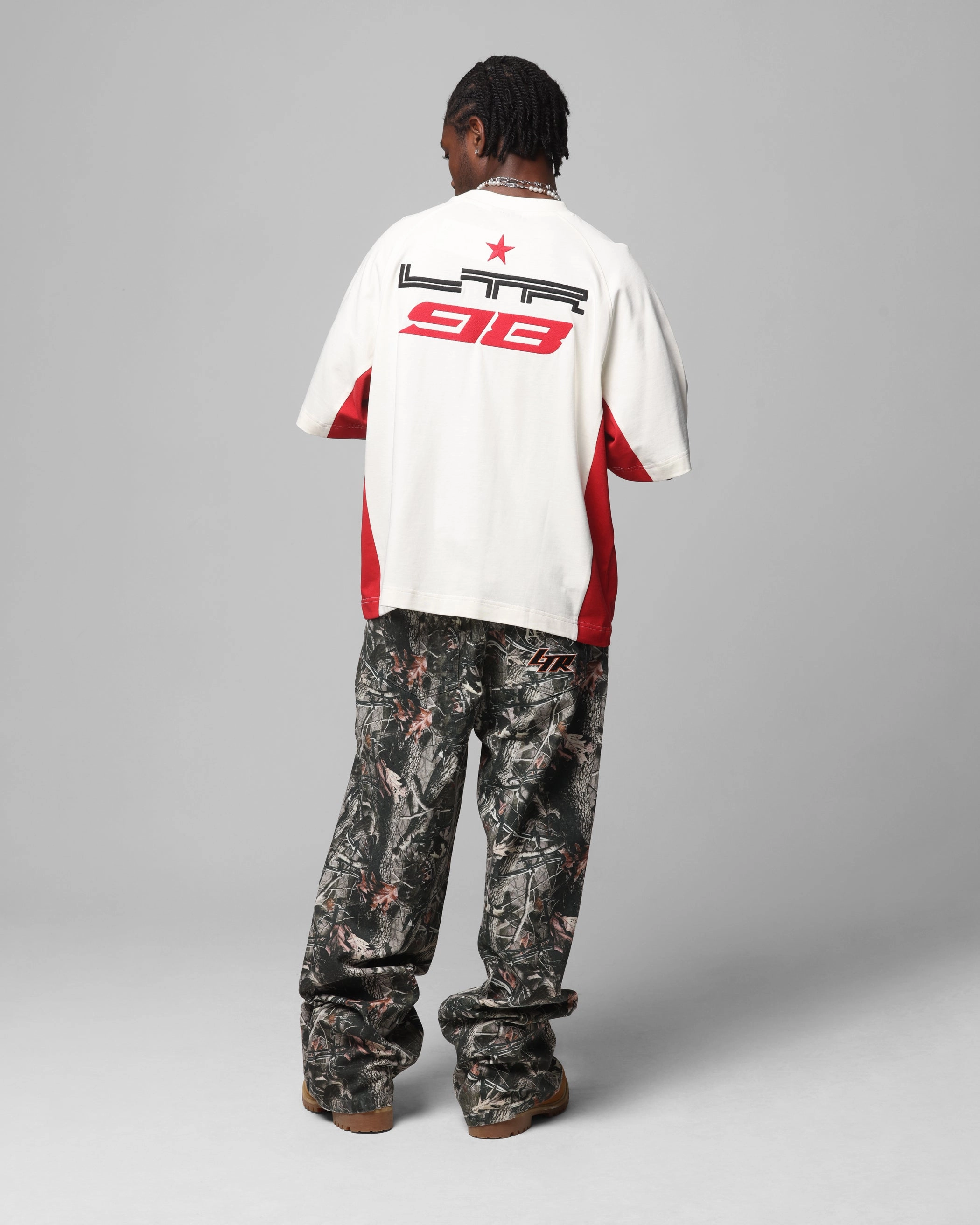 Loiter Daytona Panel T-Shirt White/Pink Lightweight Knit